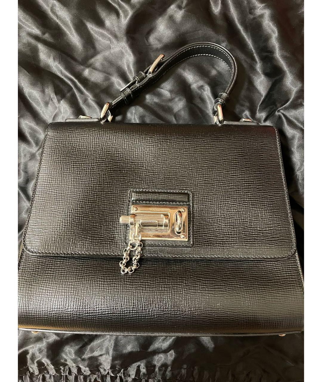 DOLCE&GABBANA Черная кожаная сумка с короткими ручками, фото 4