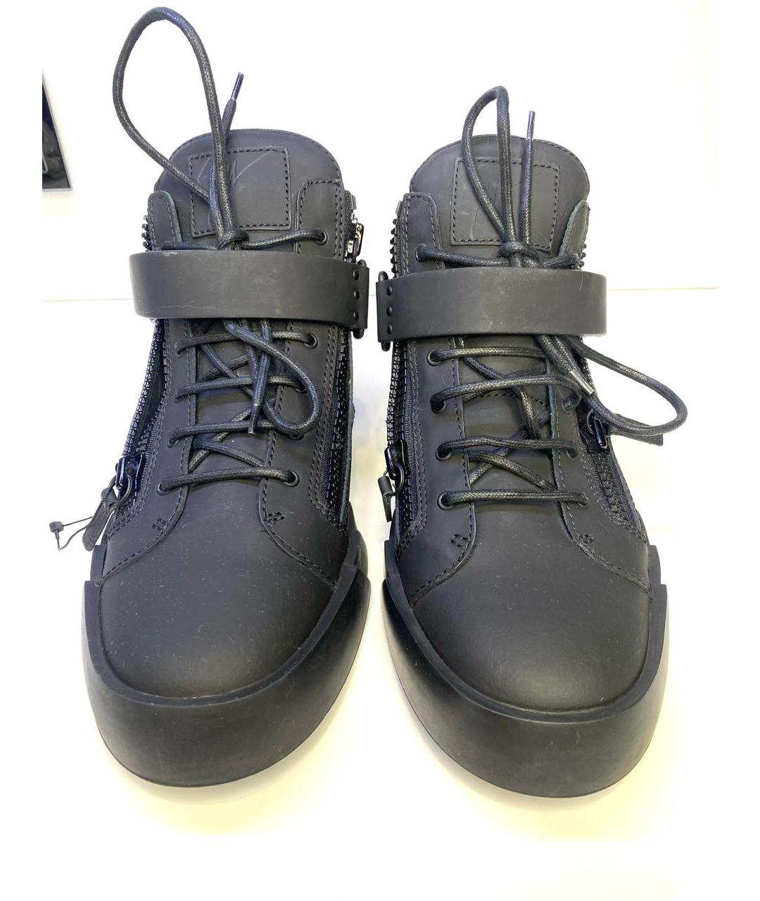 GIUSEPPE ZANOTTI DESIGN Черные резиновые высокие кроссовки / кеды, фото 2