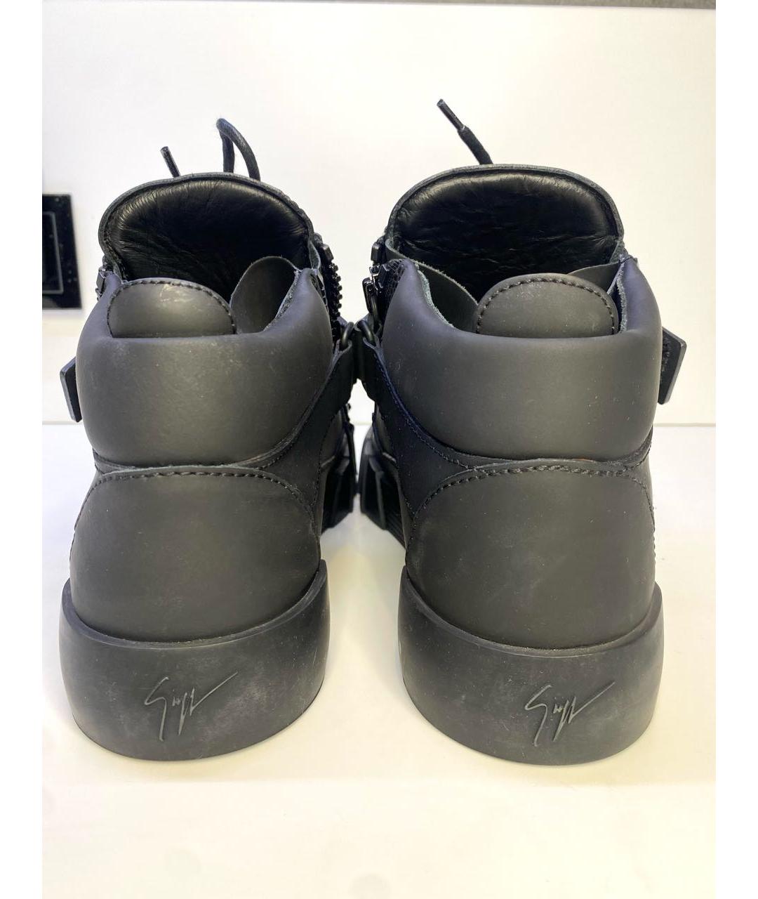 GIUSEPPE ZANOTTI DESIGN Черные резиновые высокие кроссовки / кеды, фото 4