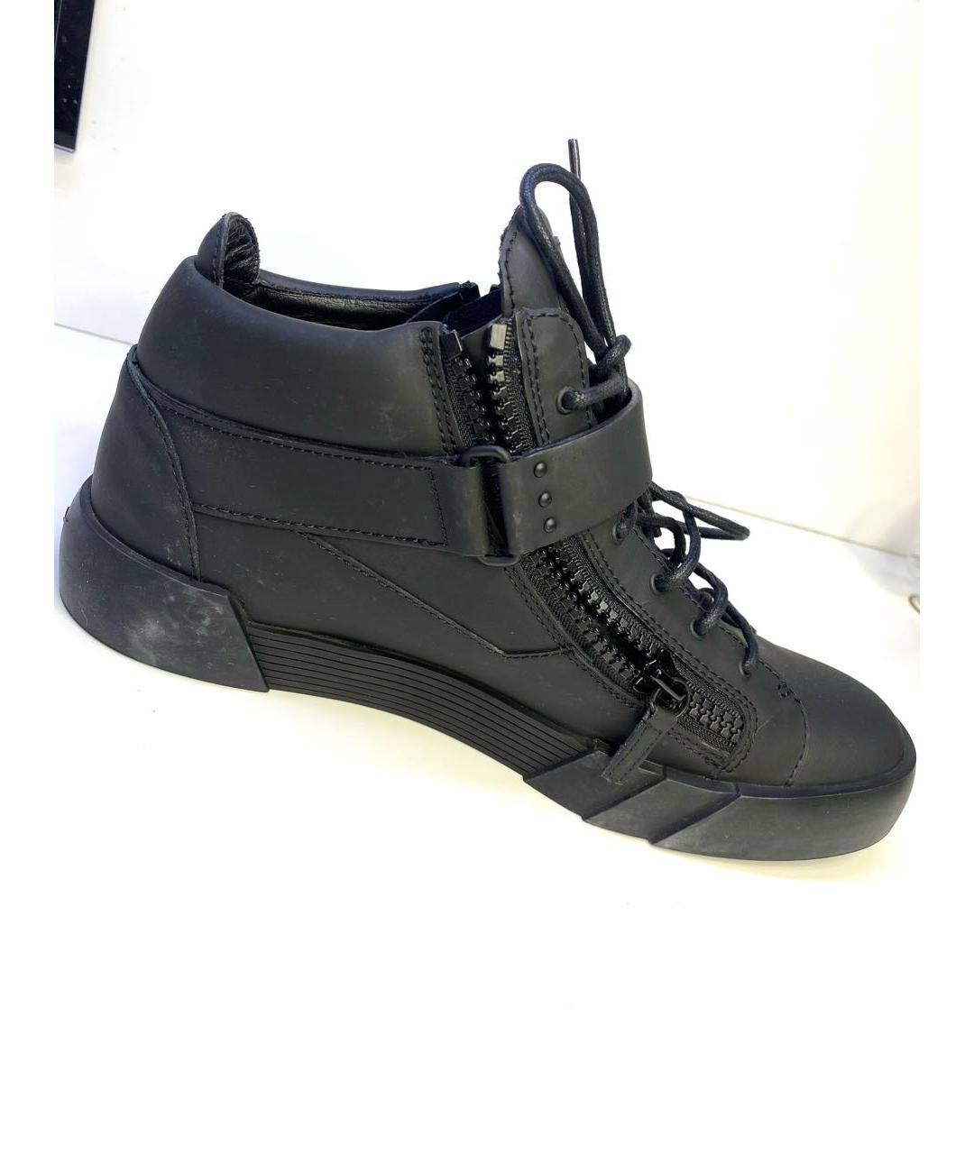 GIUSEPPE ZANOTTI DESIGN Черные резиновые высокие кроссовки / кеды, фото 7