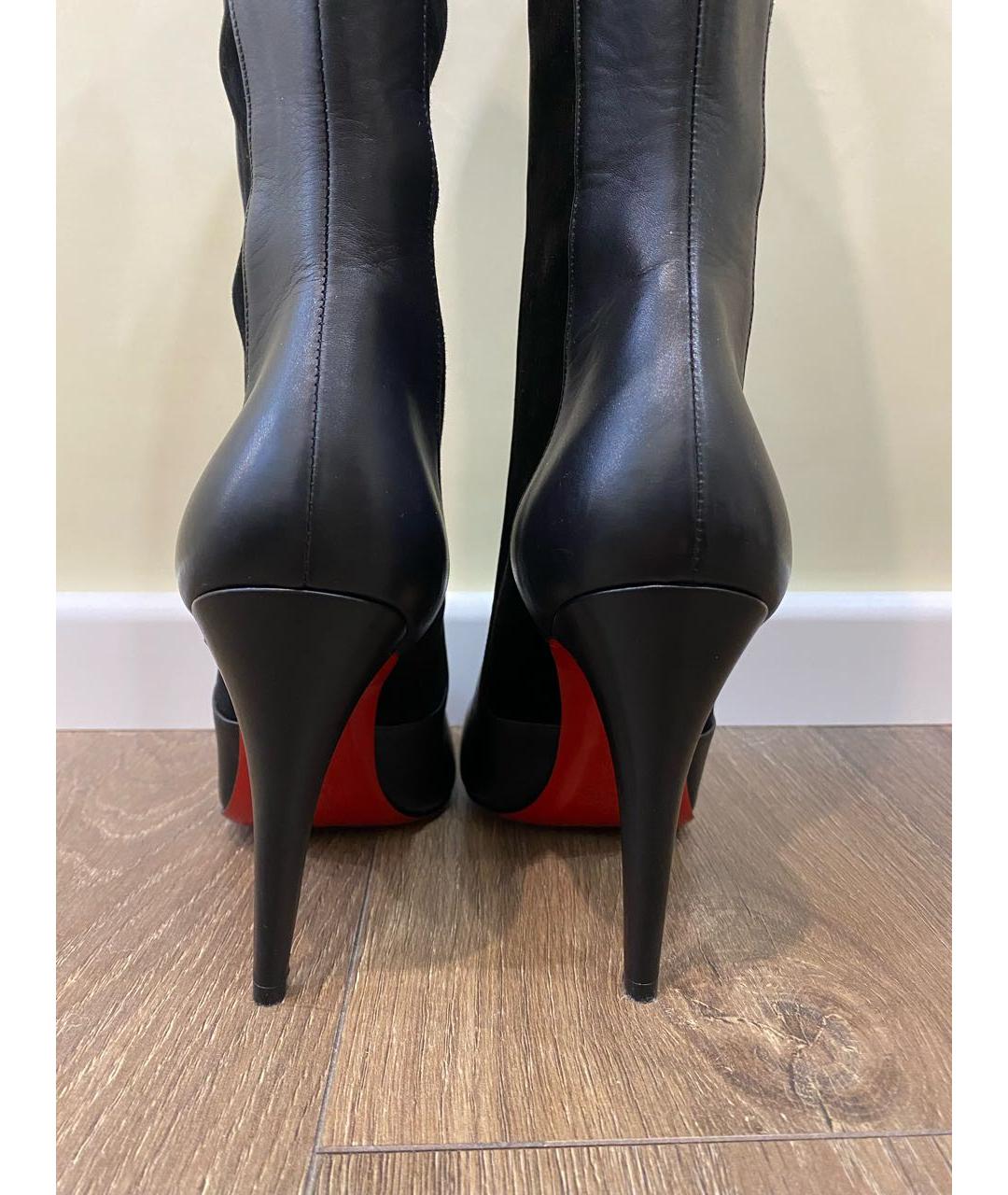 CHRISTIAN LOUBOUTIN Черные кожаные сапоги, фото 4