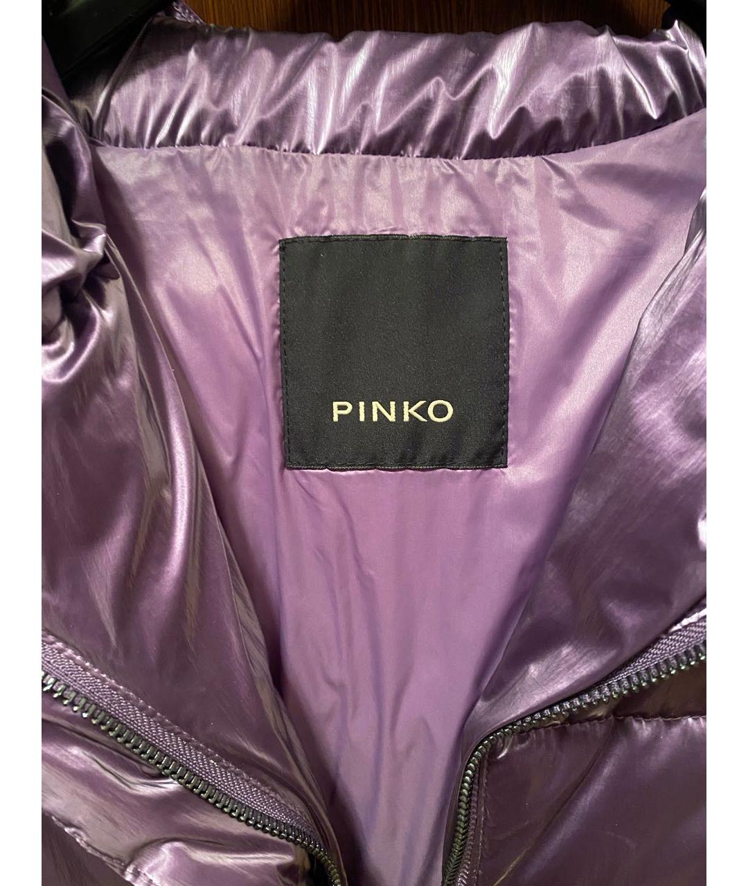 PINKO Фиолетовый полиэстеровый пуховик, фото 3
