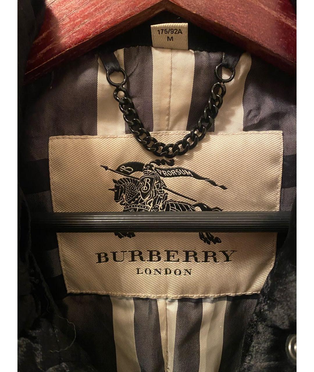 BURBERRY Черный велюровый пуховик, фото 3