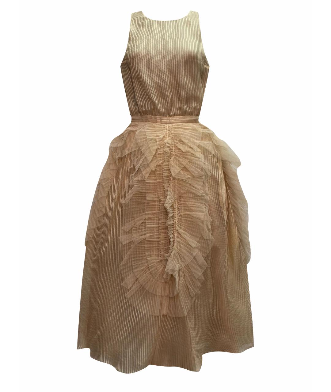 ROCHAS Бежевое шелковое коктейльное платье, фото 1