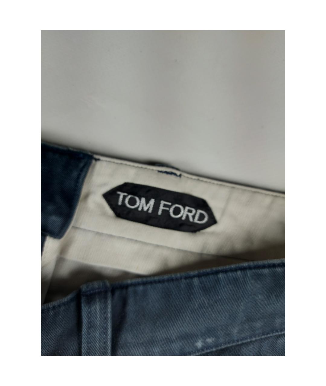 TOM FORD Темно-синие хлопковые брюки чинос, фото 3
