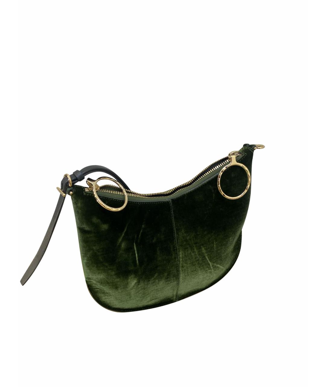 NINA RICCI PRE-OWNED Зеленая бархатная сумка с короткими ручками, фото 1