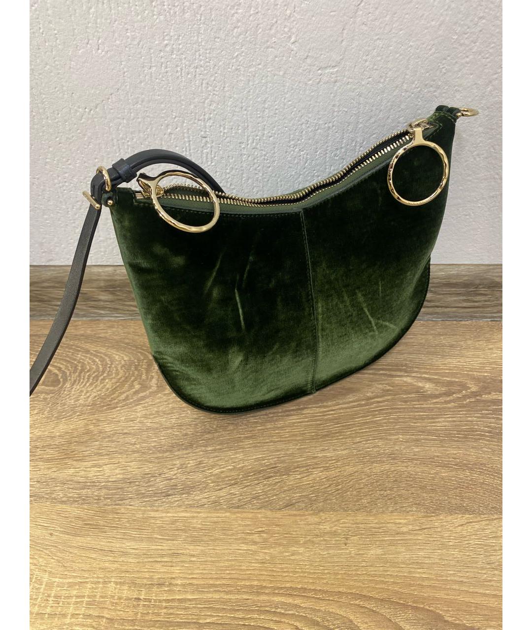 NINA RICCI PRE-OWNED Зеленая бархатная сумка с короткими ручками, фото 5