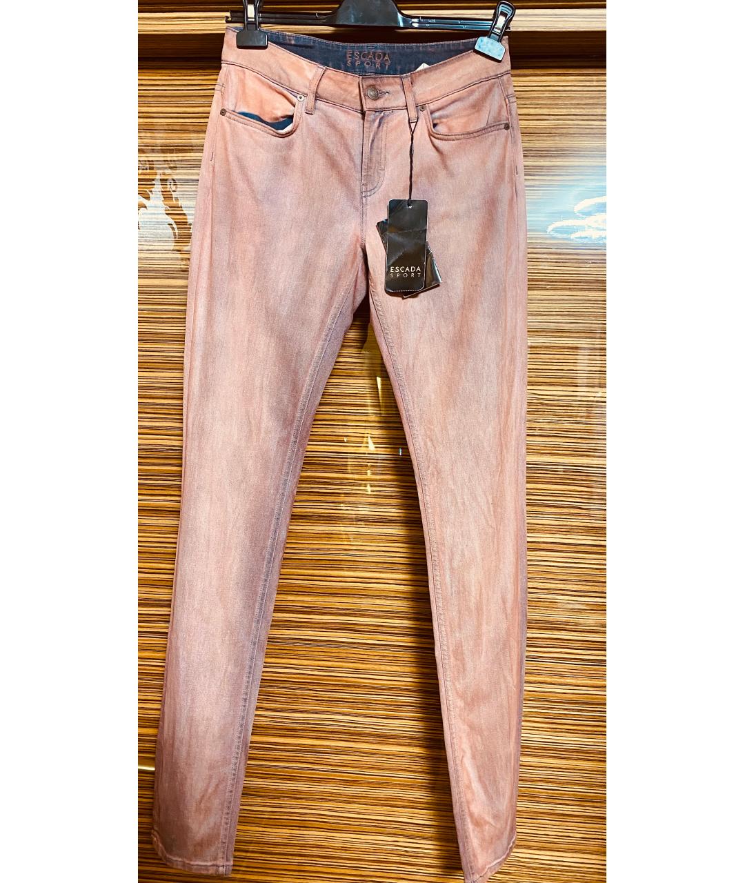ESCADA Розовые хлопко-эластановые прямые джинсы, фото 8