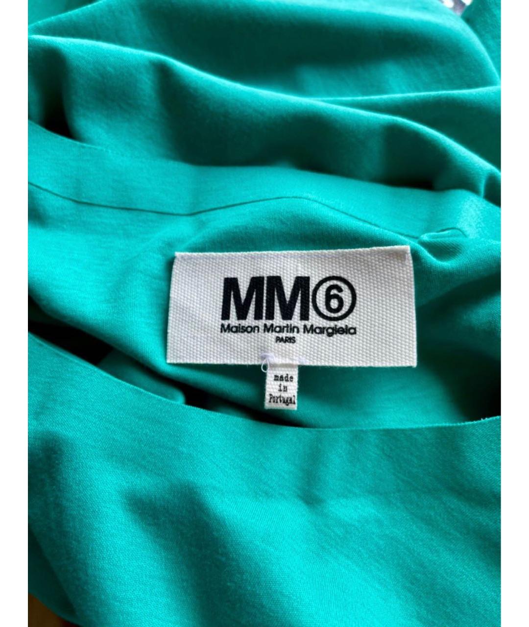 MM6 MAISON MARGIELA Бирюзовая хлопковая футболка, фото 5