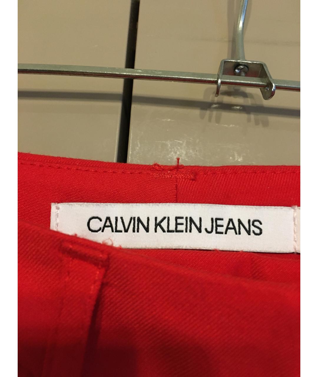 CALVIN KLEIN Красные вискозные прямые брюки, фото 6