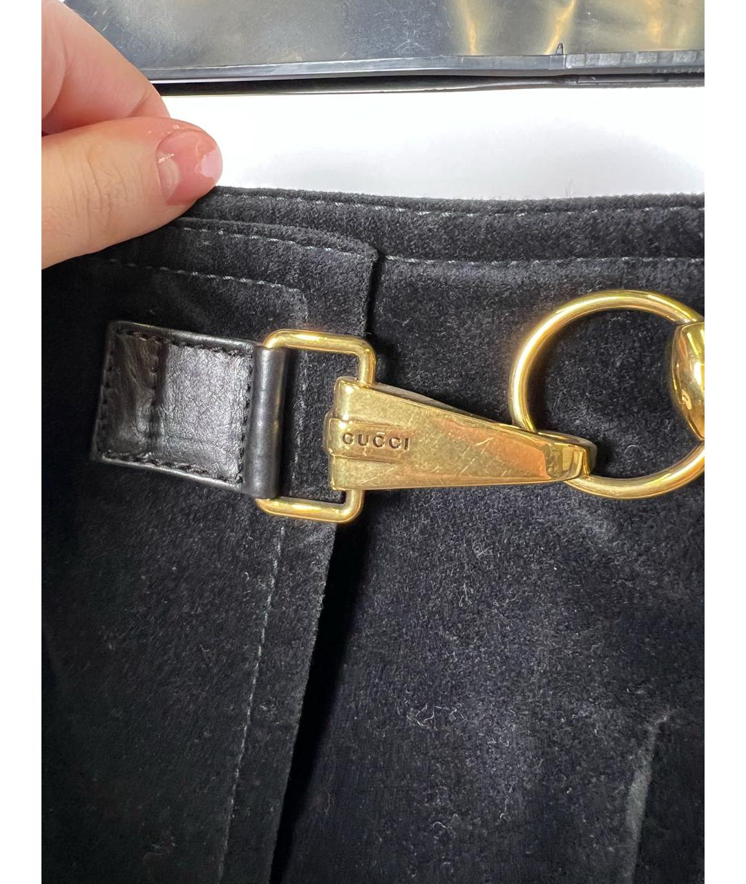 GUCCI Черная бархатная юбка мини, фото 4