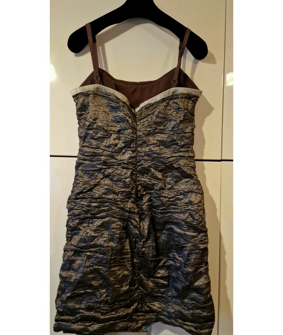 BCBG MAXAZRIA Серебряное ацетатное вечернее платье, фото 2