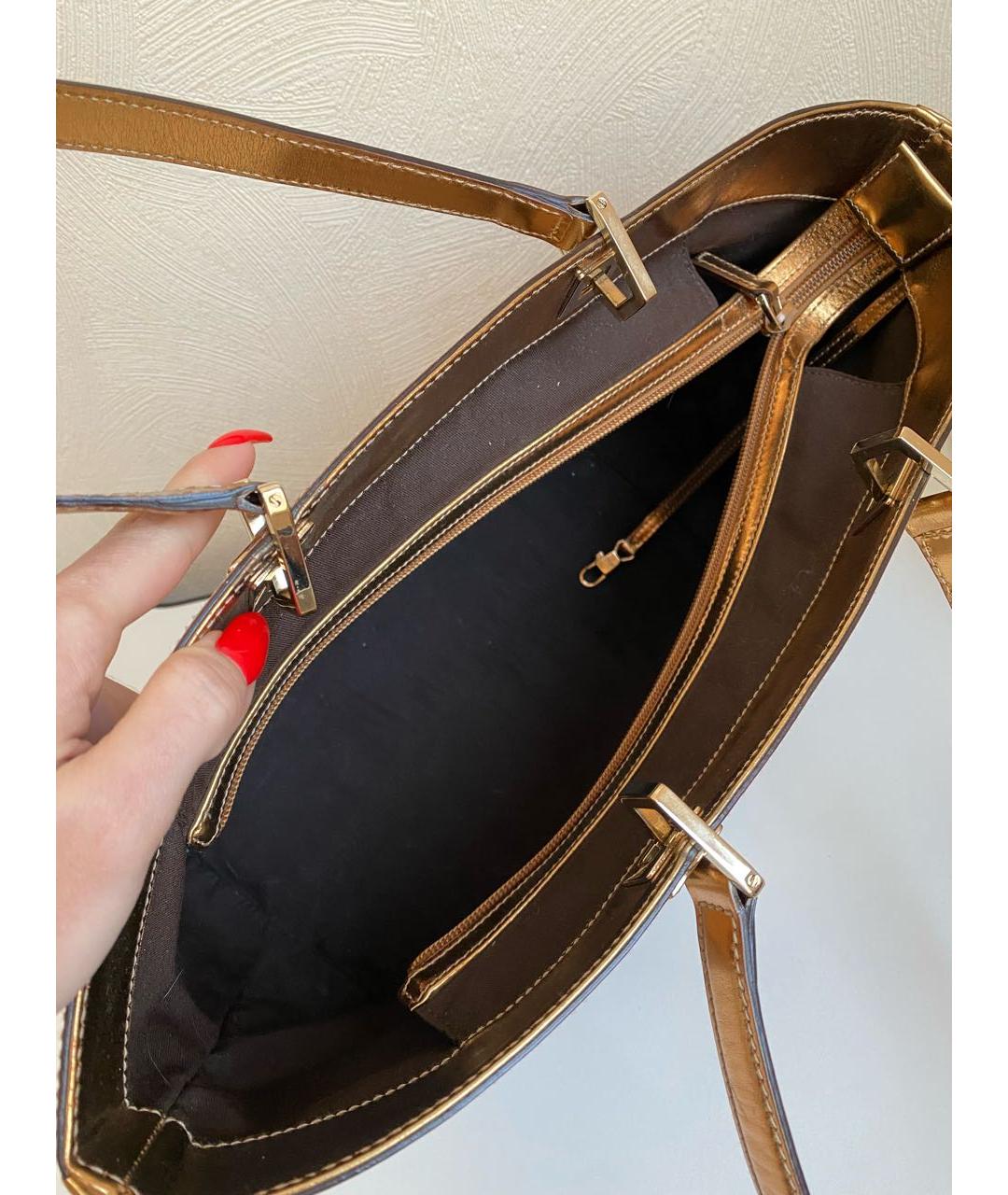 GUCCI Золотая кожаная сумка тоут, фото 4