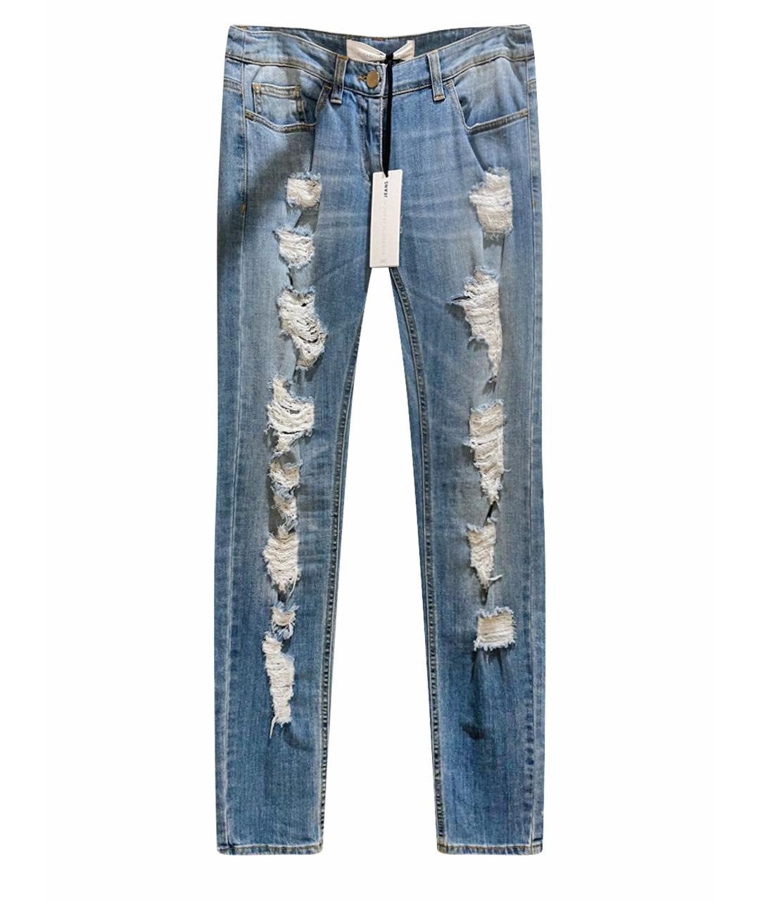 ELISABETTA FRANCHI Голубые хлопковые прямые джинсы, фото 1