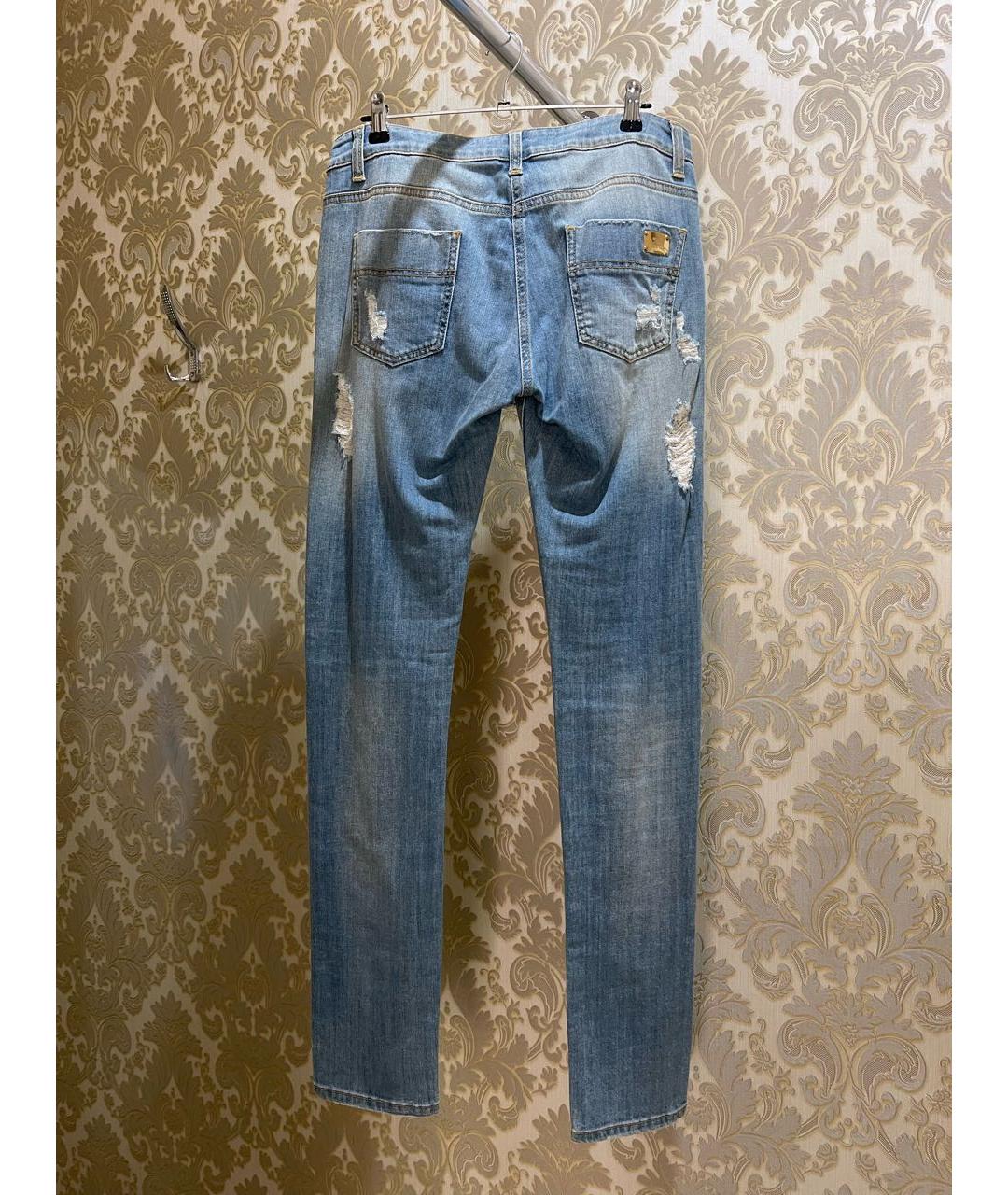 ELISABETTA FRANCHI Голубые хлопковые прямые джинсы, фото 2