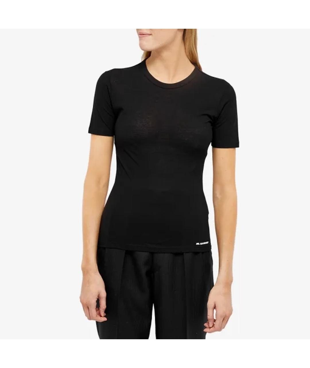 JIL SANDER Черная хлопковая футболка, фото 2