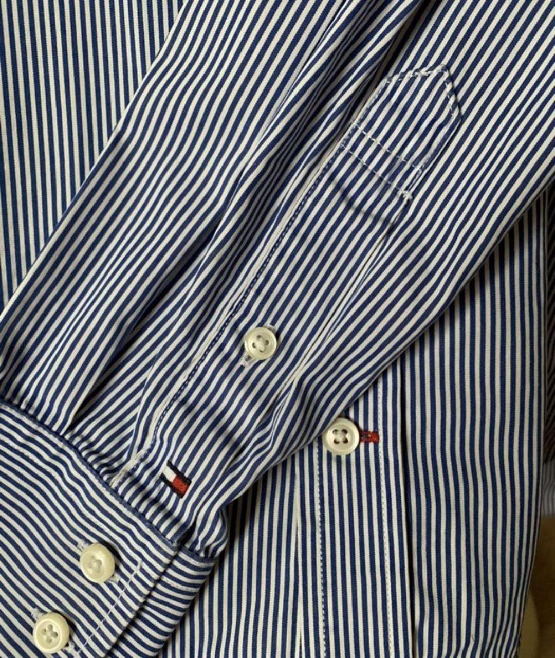 TOMMY HILFIGER Голубая хлопковая кэжуал рубашка, фото 3