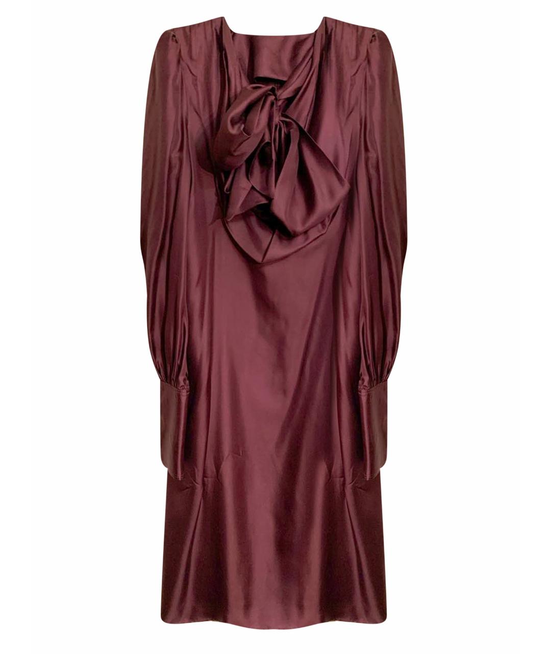 DSQUARED2 Бордовое шелковое коктейльное платье, фото 1