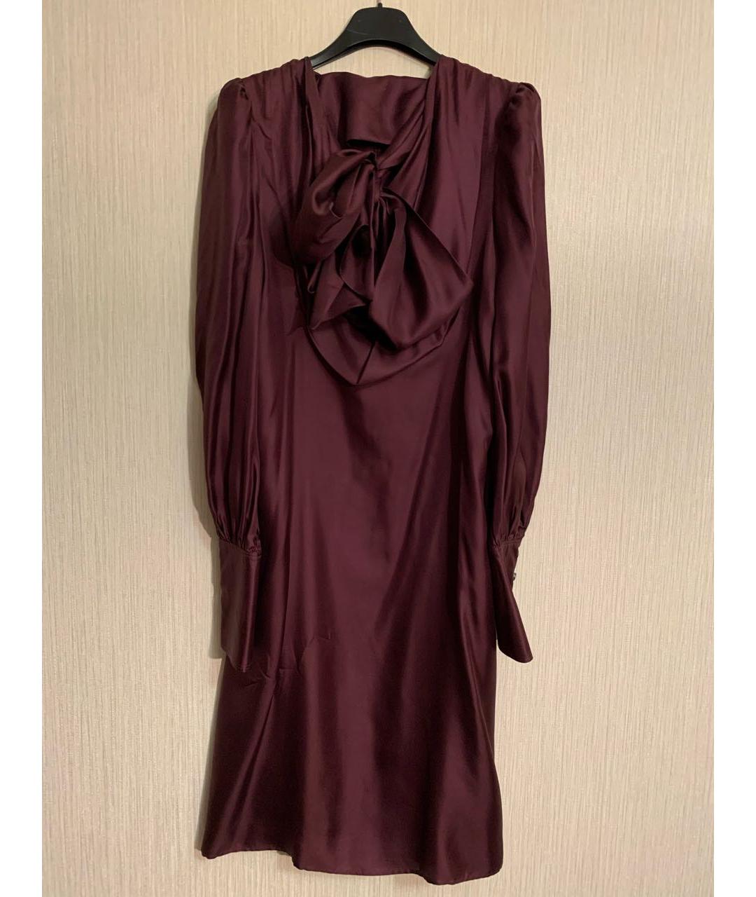DSQUARED2 Бордовое шелковое коктейльное платье, фото 5