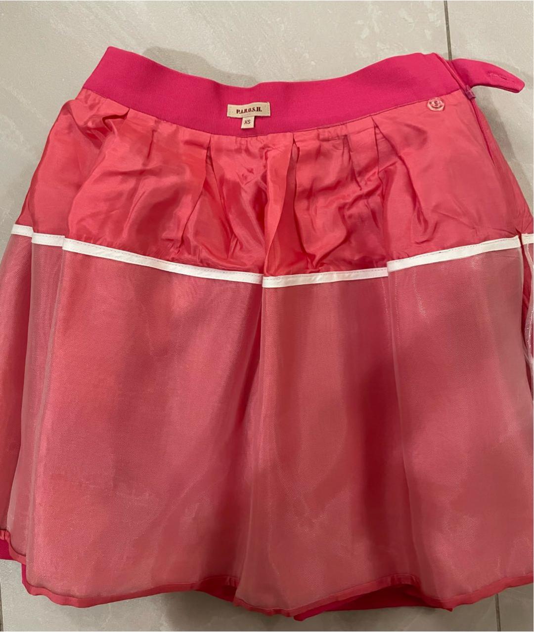 P.A.R.O.S.H. Розовая хлопковая юбка мини, фото 3