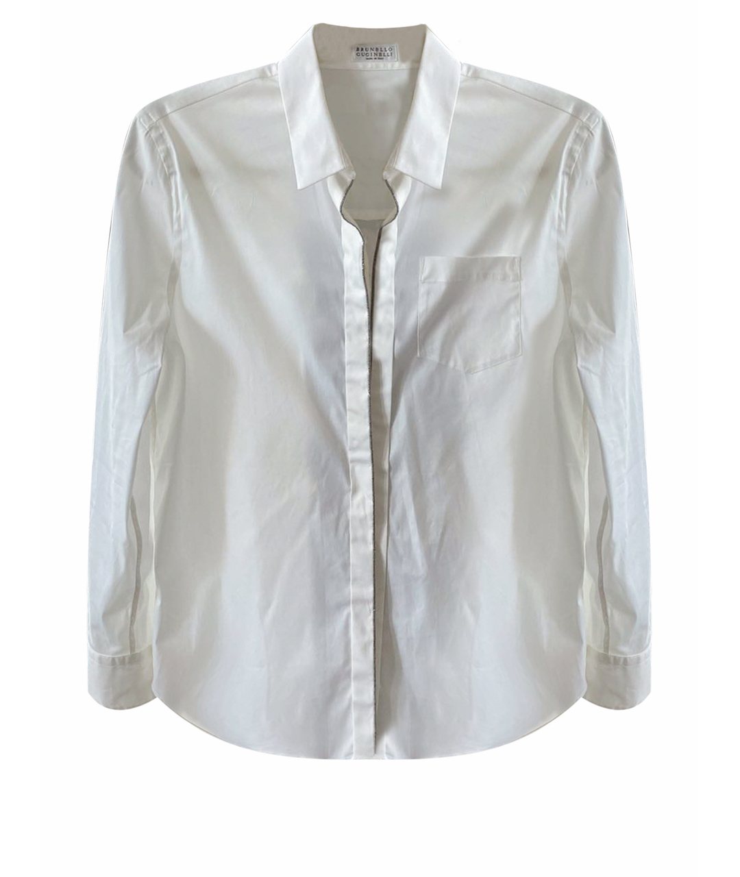 BRUNELLO CUCINELLI Белая хлопко-эластановая рубашка, фото 1