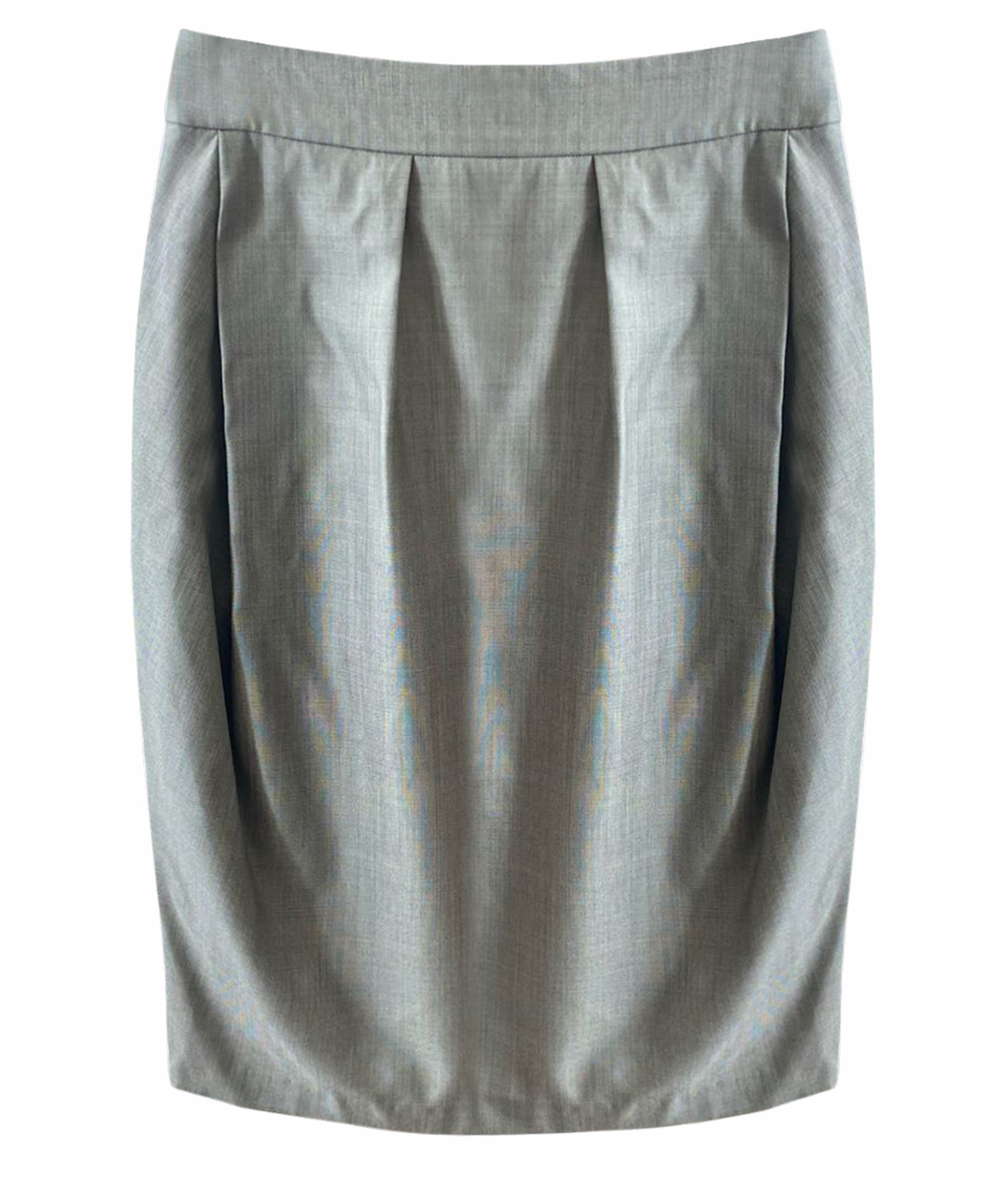 YVES SAINT LAURENT VINTAGE Серебряная шерстяная юбка миди, фото 1