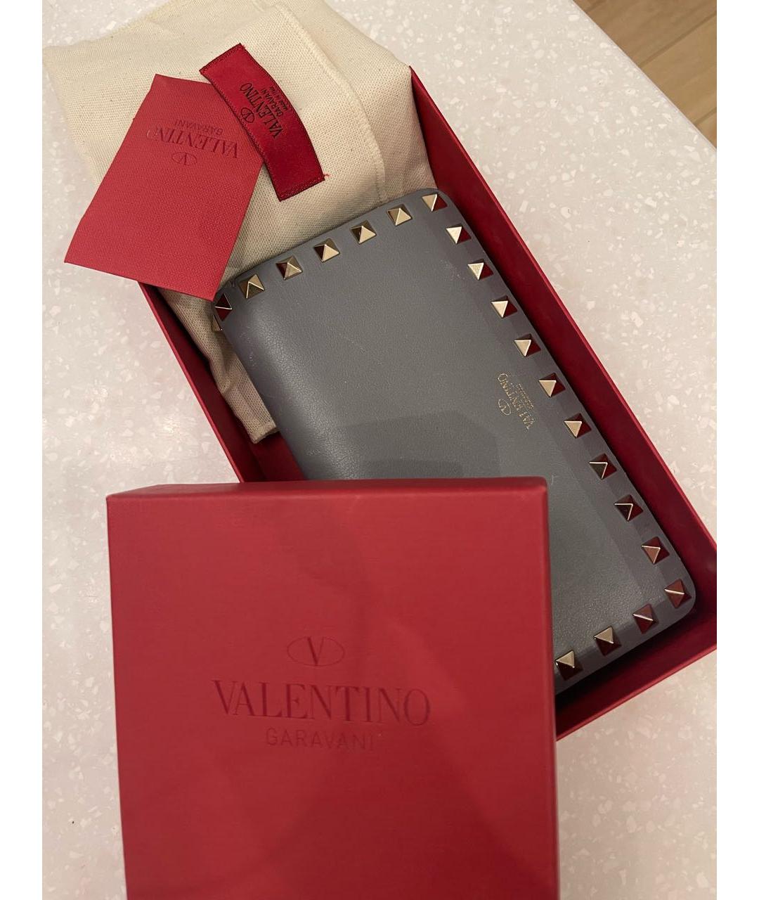VALENTINO Голубой кожаный кошелек, фото 6