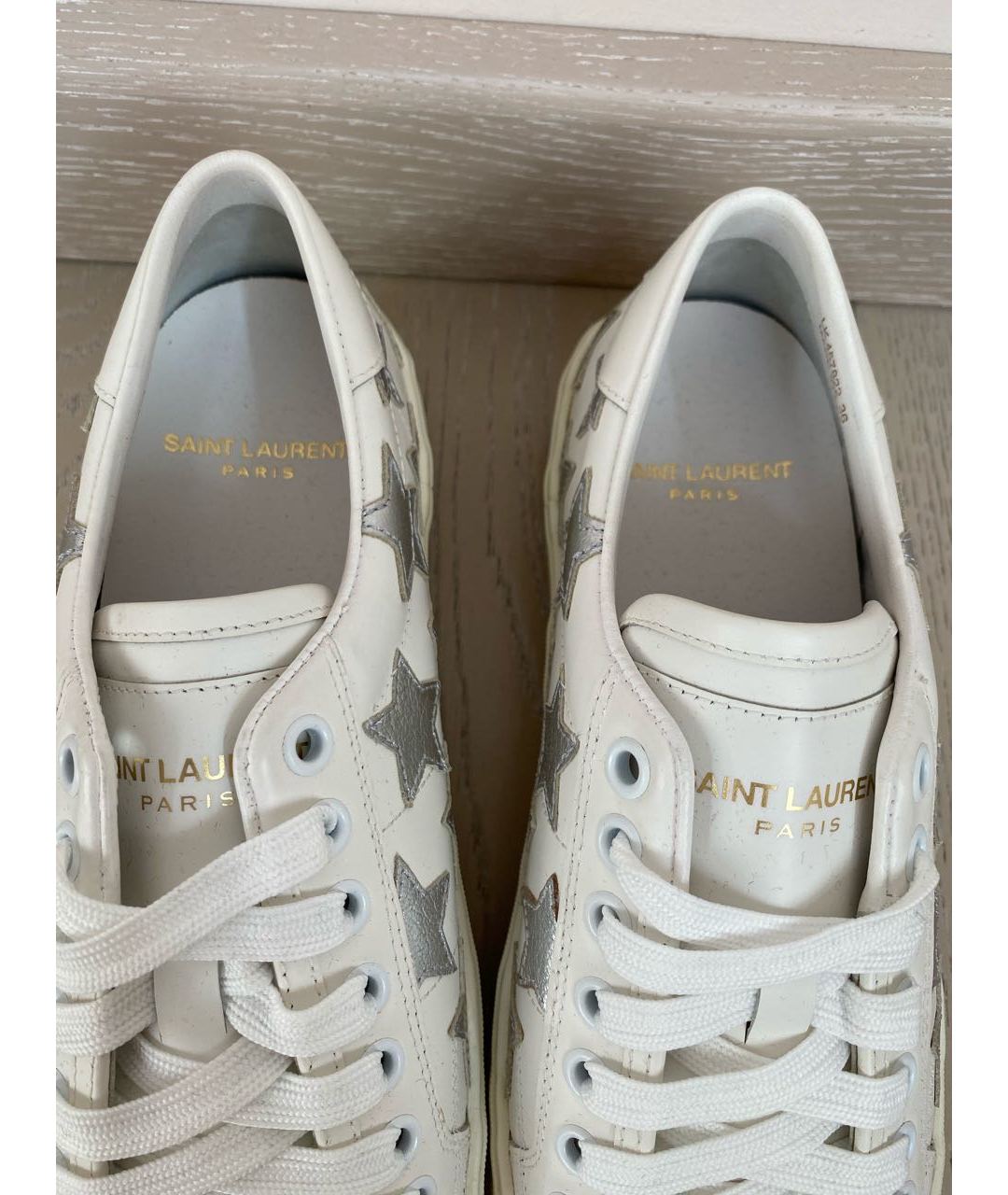 SAINT LAURENT Белые кожаные кроссовки, фото 6