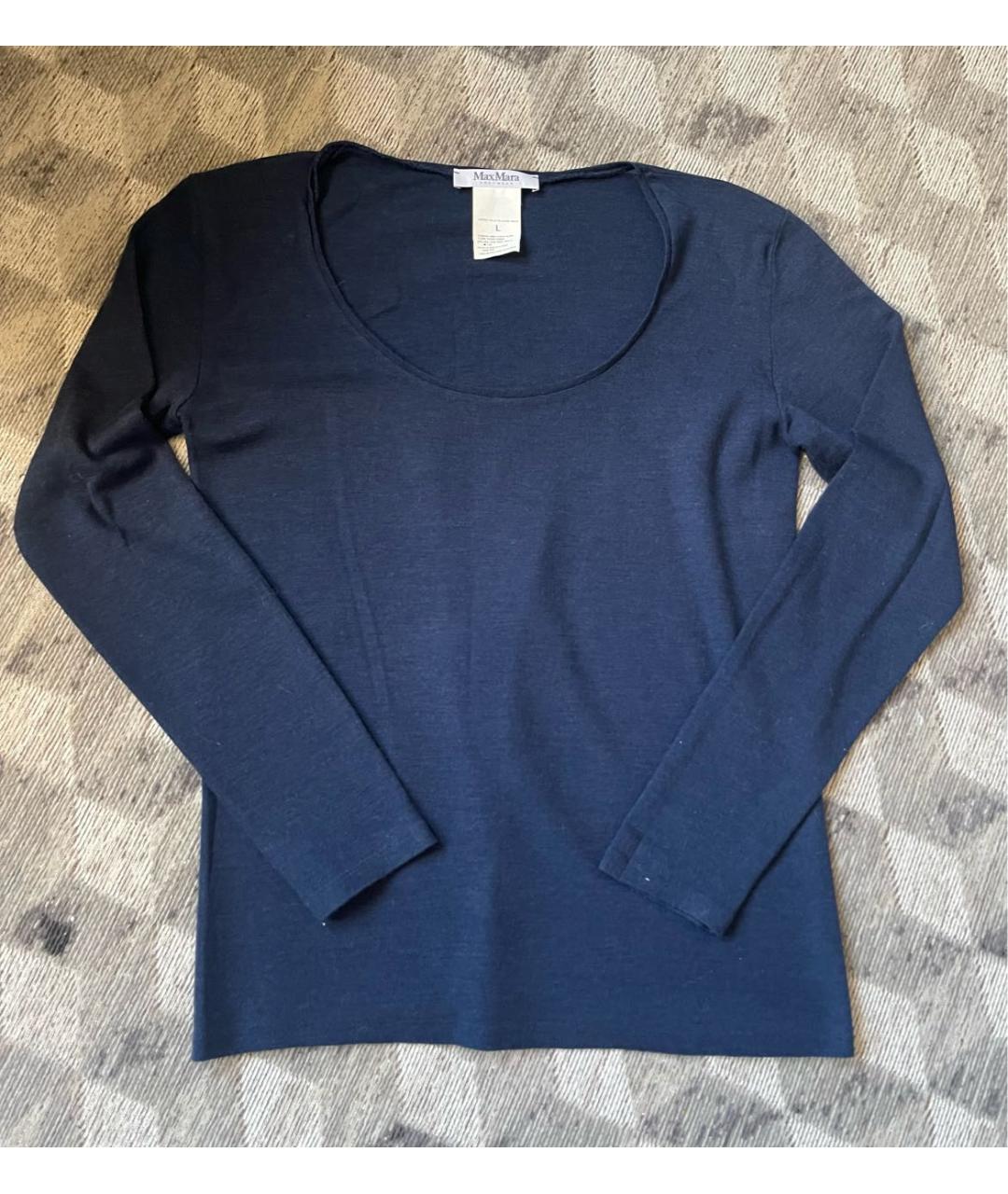 'S MAX MARA Темно-синий шерстяной джемпер / свитер, фото 6
