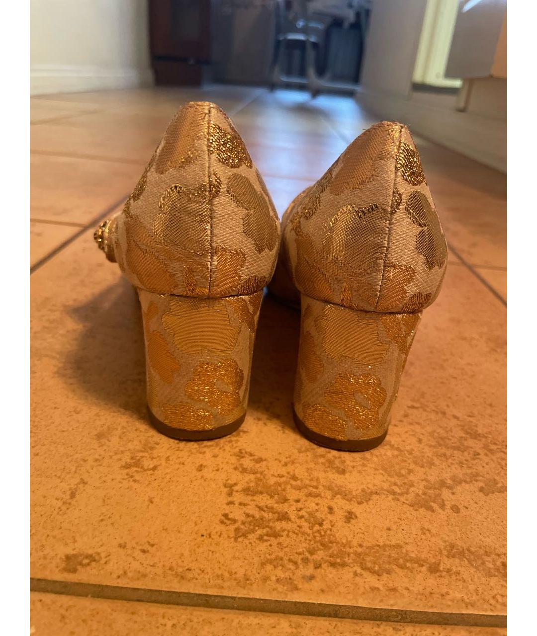 DOLCE&GABBANA Золотые текстильные туфли, фото 4