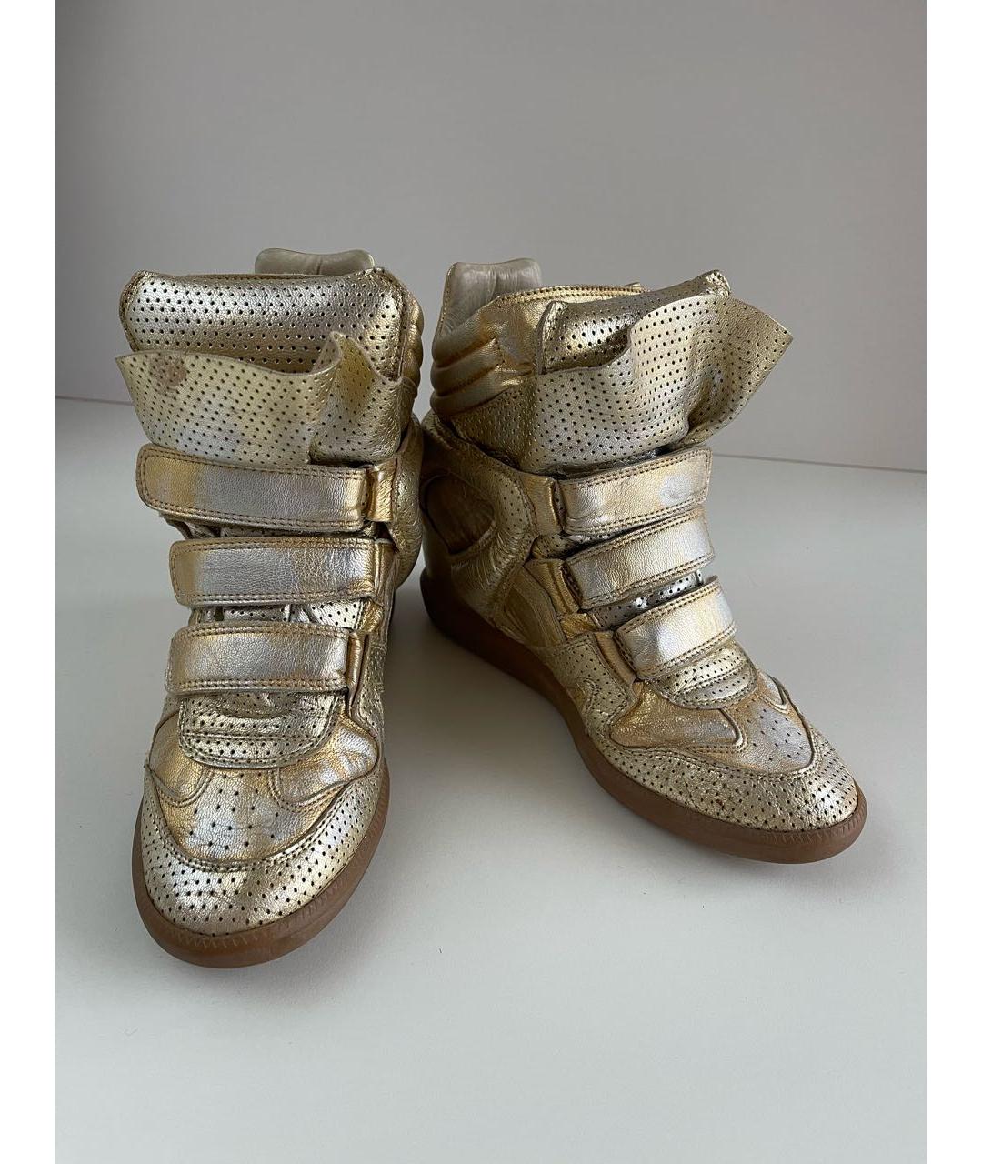 ISABEL MARANT Золотые кожаные кроссовки, фото 4