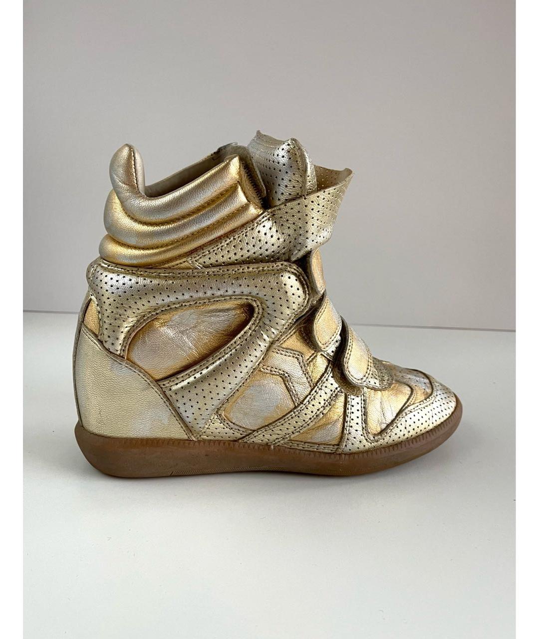 ISABEL MARANT Золотые кожаные кроссовки, фото 5