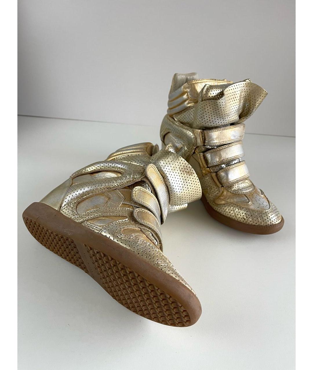 ISABEL MARANT Золотые кожаные кроссовки, фото 3