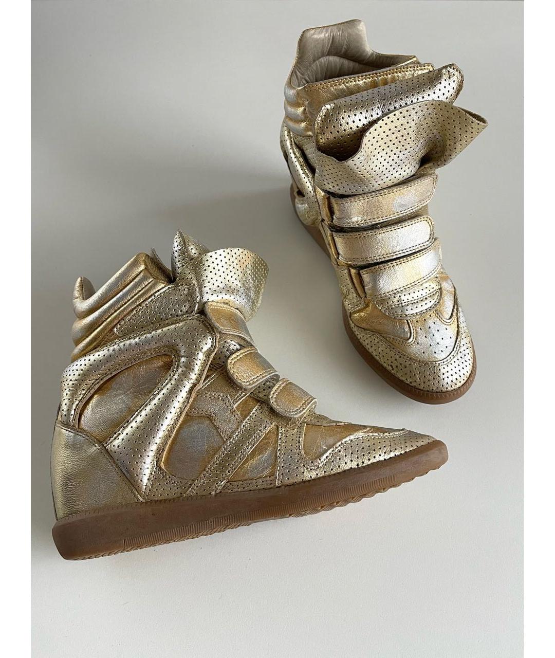 ISABEL MARANT Золотые кожаные кроссовки, фото 2