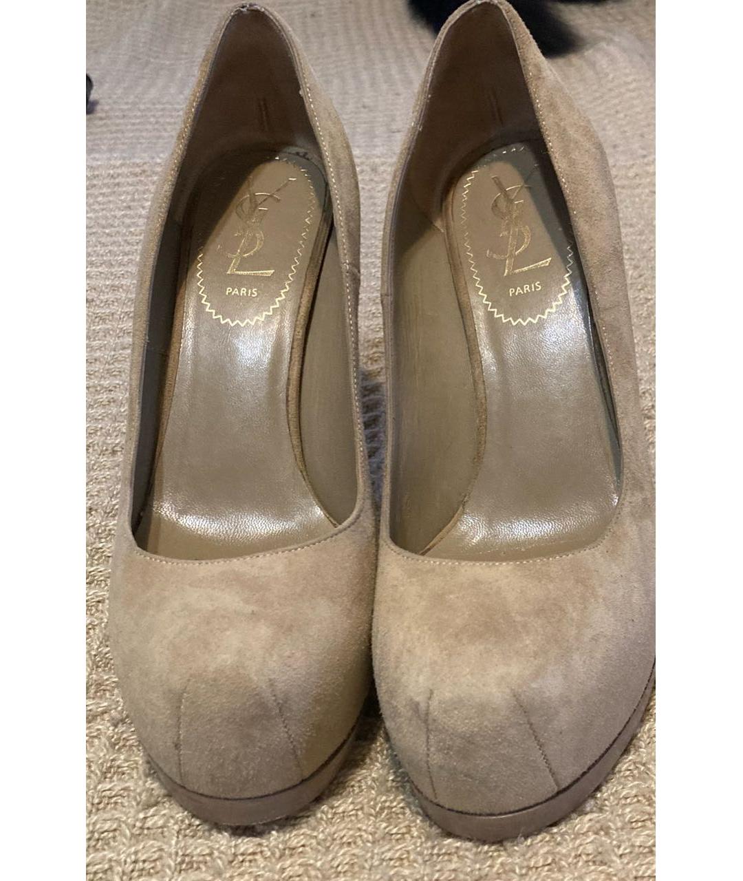SAINT LAURENT Бежевые замшевые туфли, фото 2