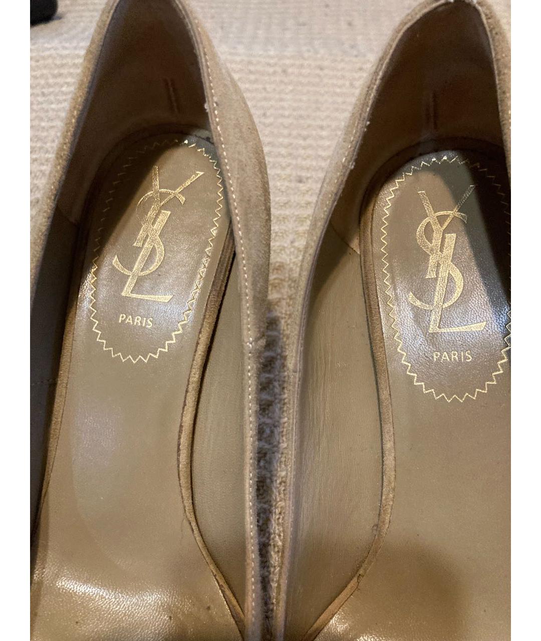 SAINT LAURENT Бежевые замшевые туфли, фото 4