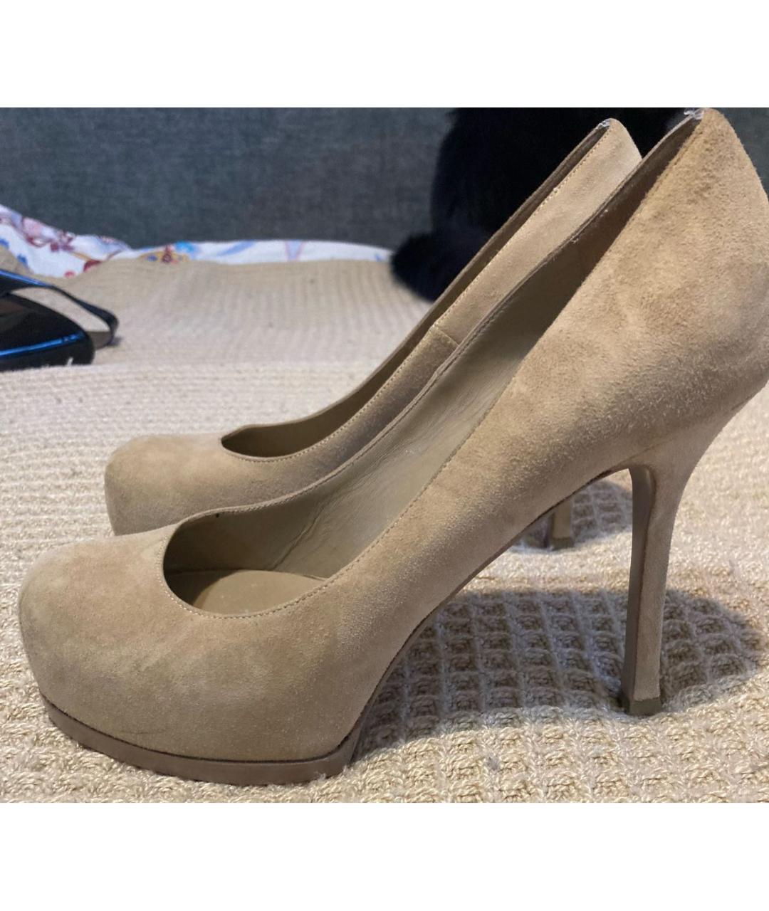 SAINT LAURENT Бежевые замшевые туфли, фото 6