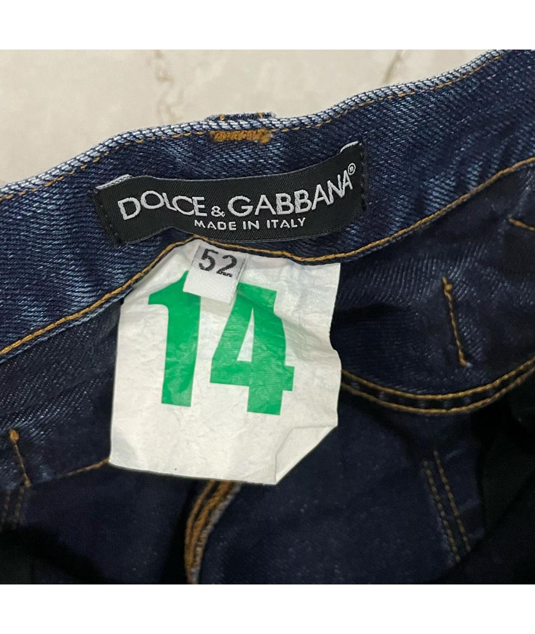 DOLCE&GABBANA Темно-синие хлопковые прямые джинсы, фото 5