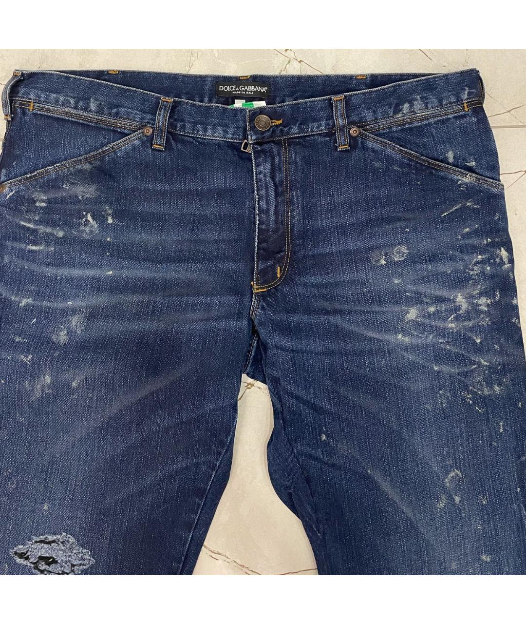 DOLCE&GABBANA Темно-синие хлопковые прямые джинсы, фото 3