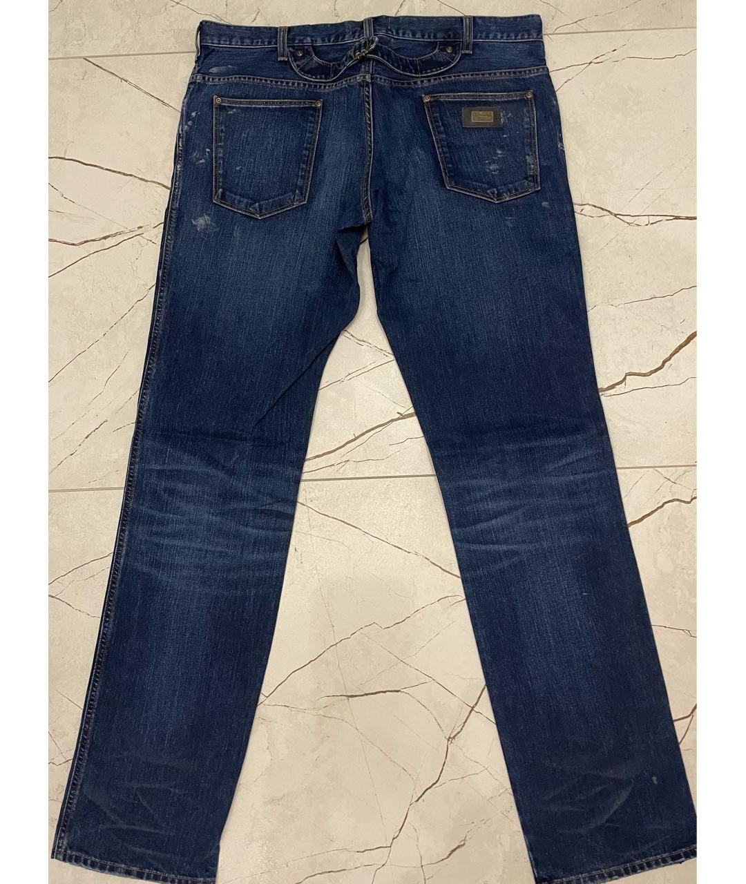 DOLCE&GABBANA Темно-синие хлопковые прямые джинсы, фото 2