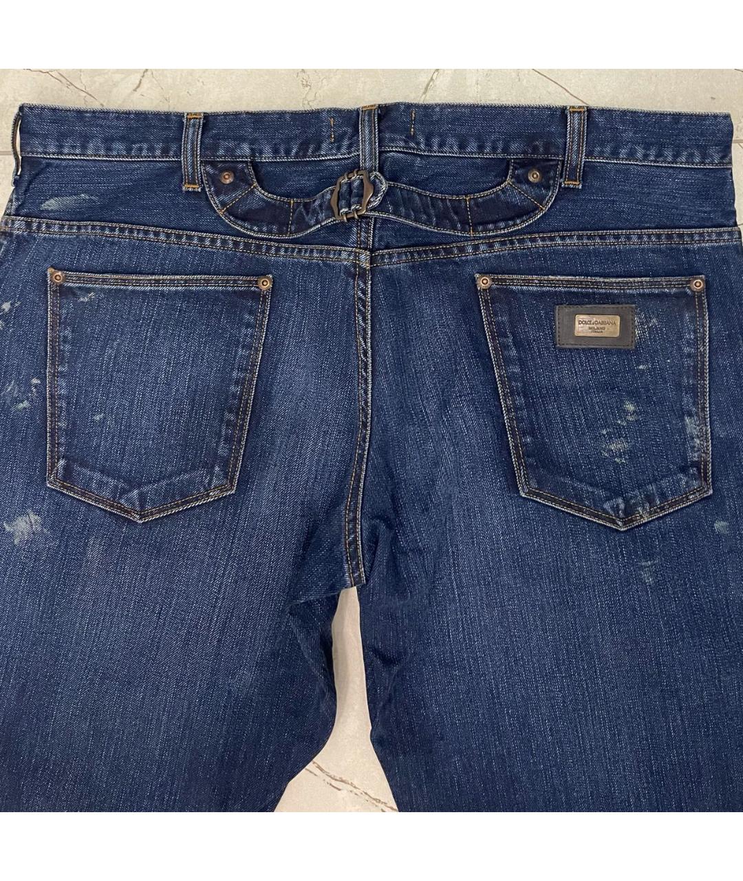 DOLCE&GABBANA Темно-синие хлопковые прямые джинсы, фото 4