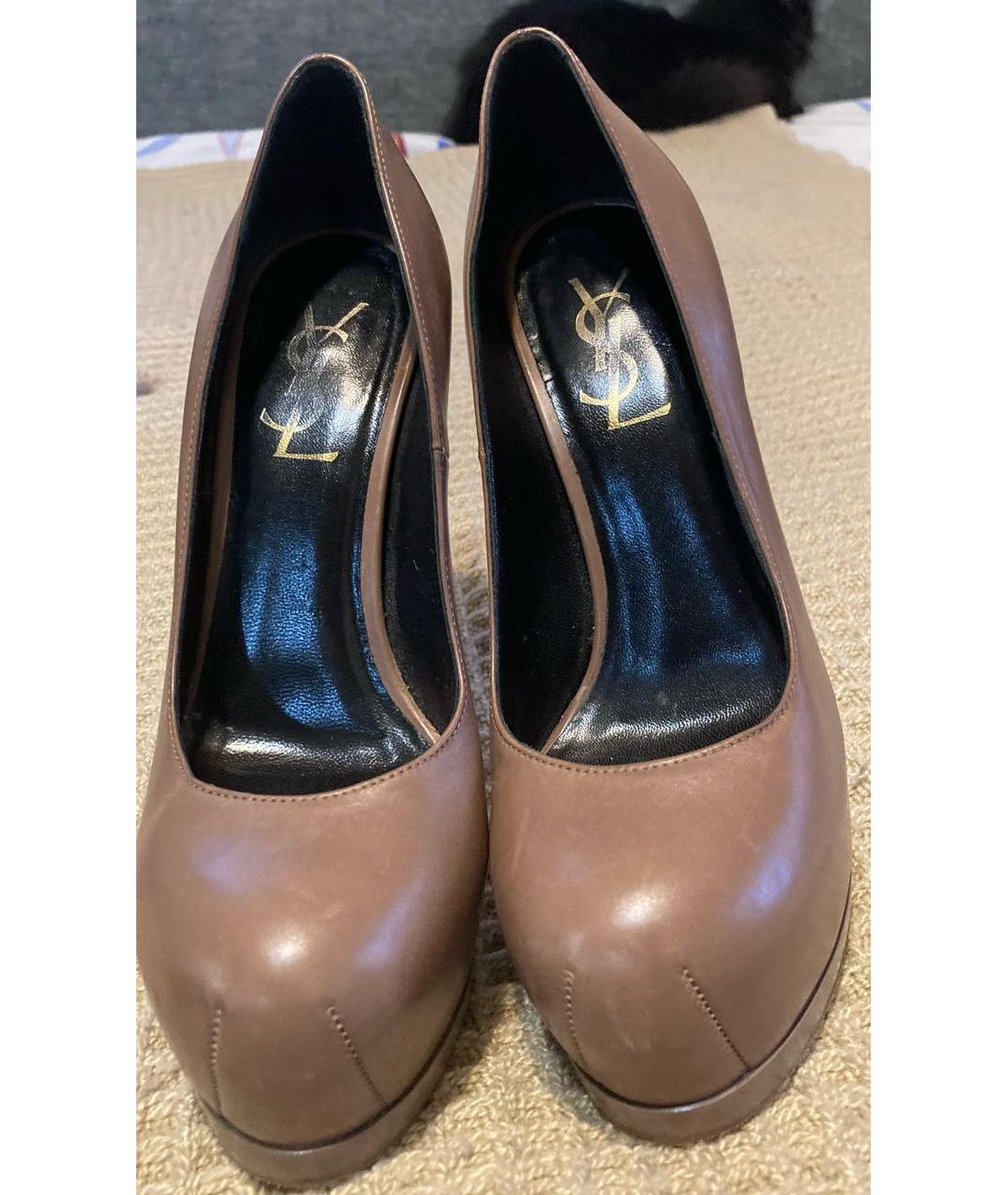 SAINT LAURENT Бежевые кожаные туфли, фото 2