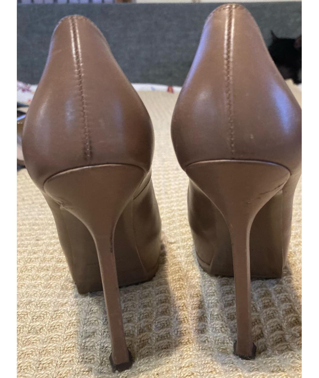 SAINT LAURENT Бежевые кожаные туфли, фото 3