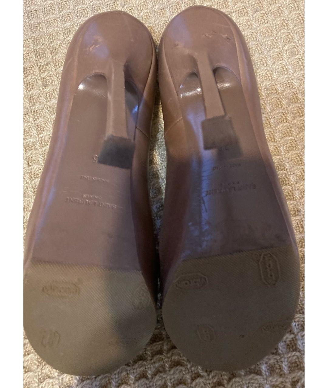 SAINT LAURENT Бежевые кожаные туфли, фото 4