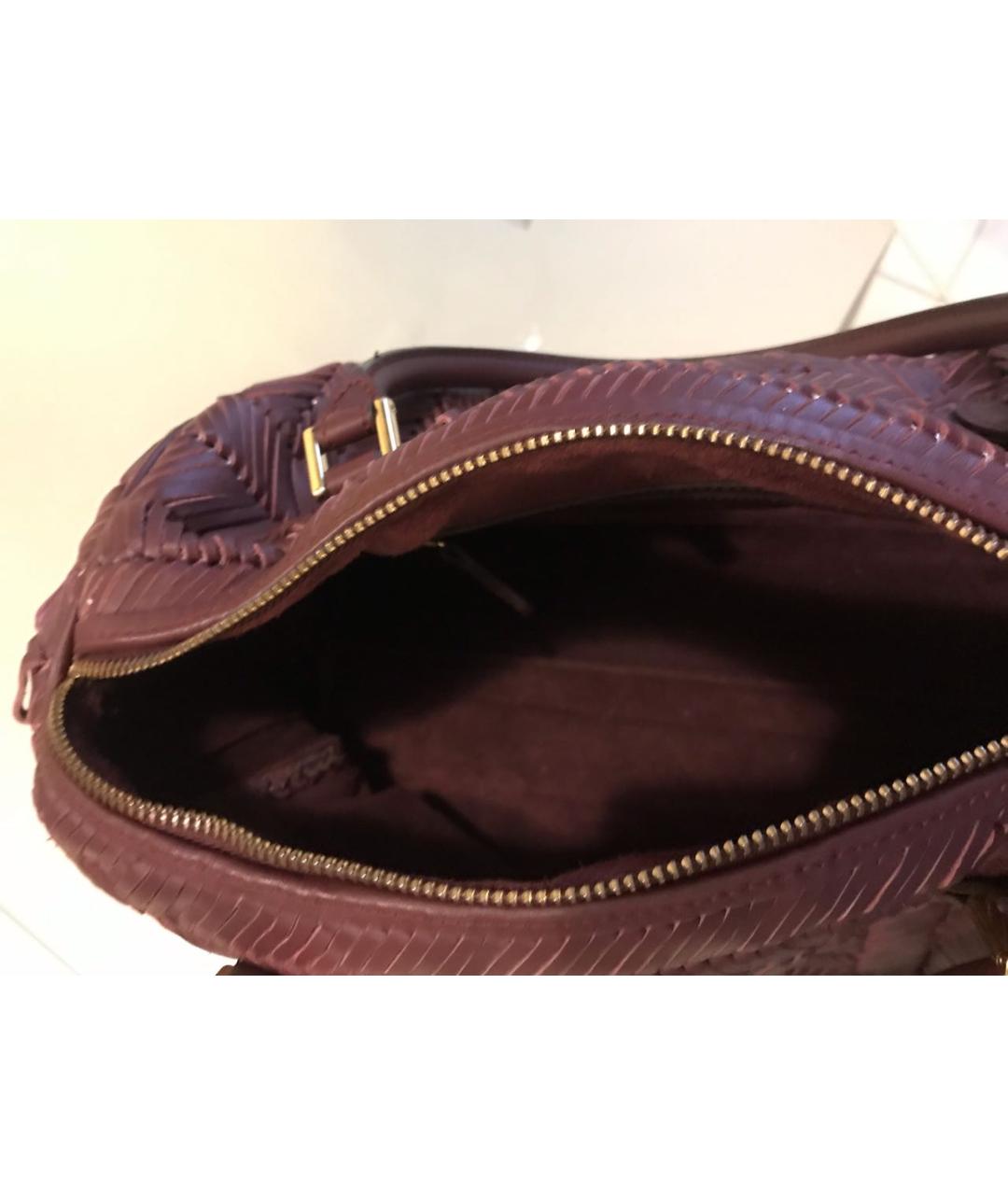ANYA HINDMARCH Бордовая кожаная сумка с короткими ручками, фото 4