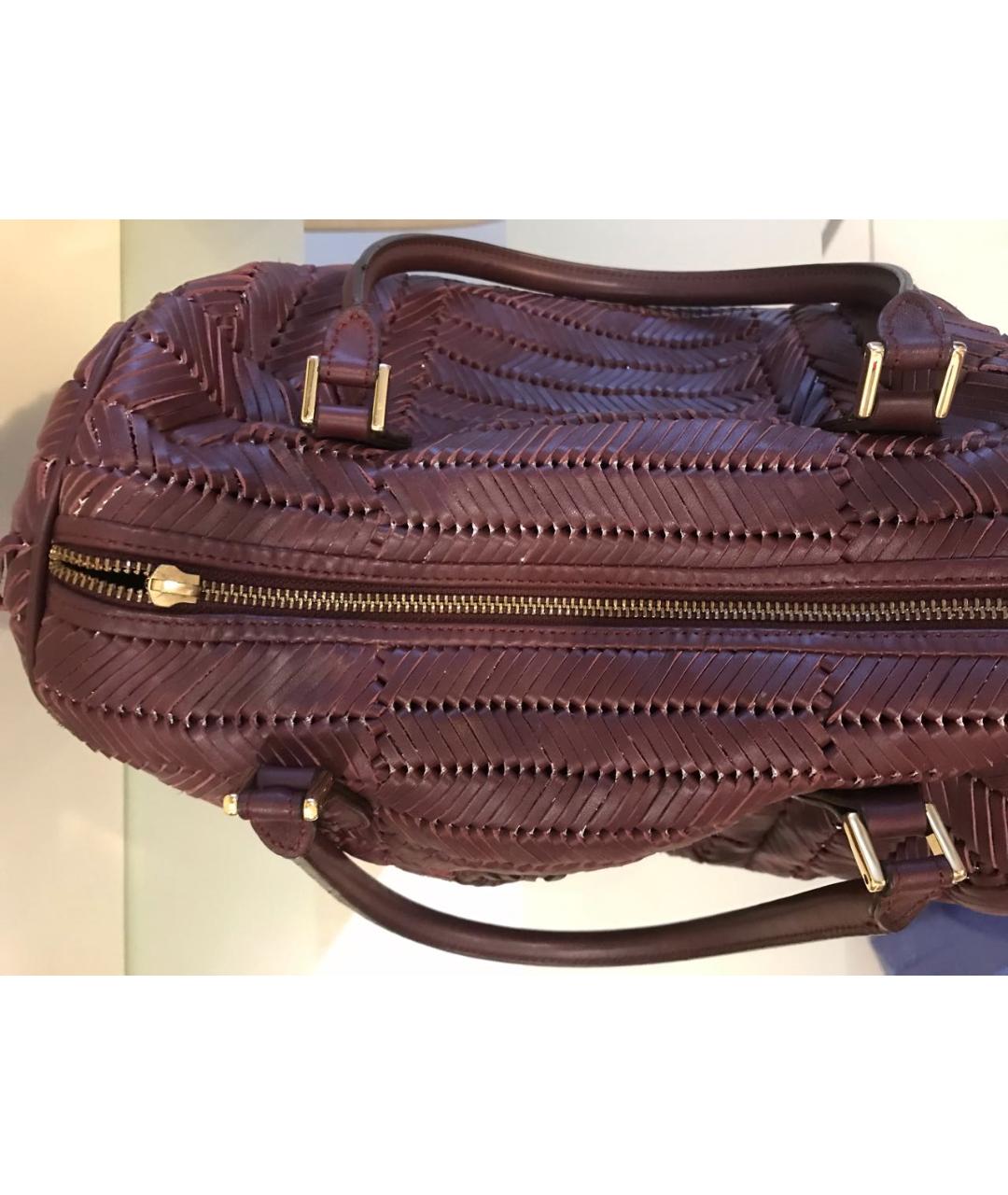 ANYA HINDMARCH Бордовая кожаная сумка с короткими ручками, фото 5