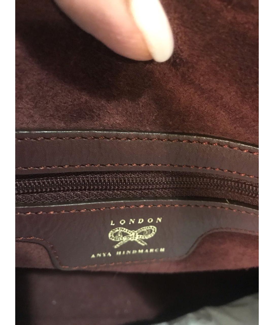 ANYA HINDMARCH Бордовая кожаная сумка с короткими ручками, фото 7
