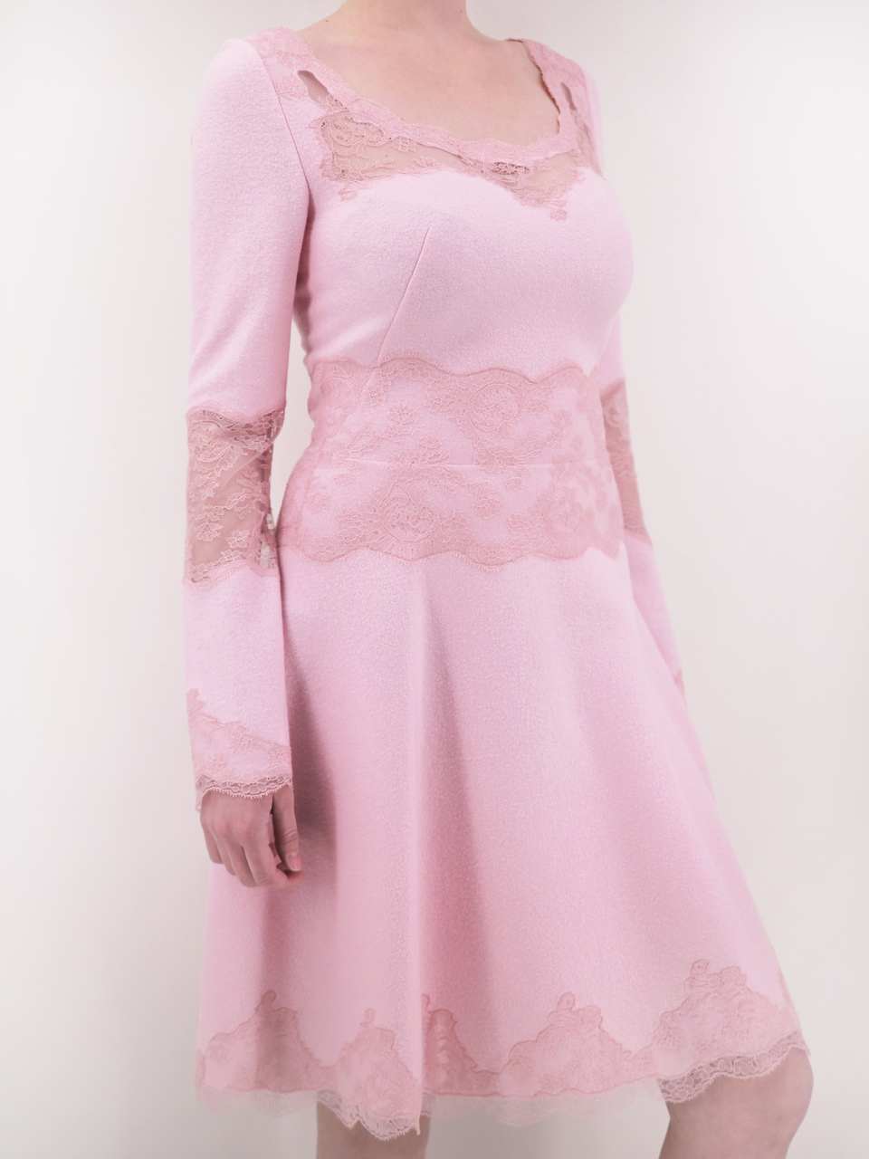 ERMANNO SCERVINO Розовое шерстяное повседневное платье, фото 2