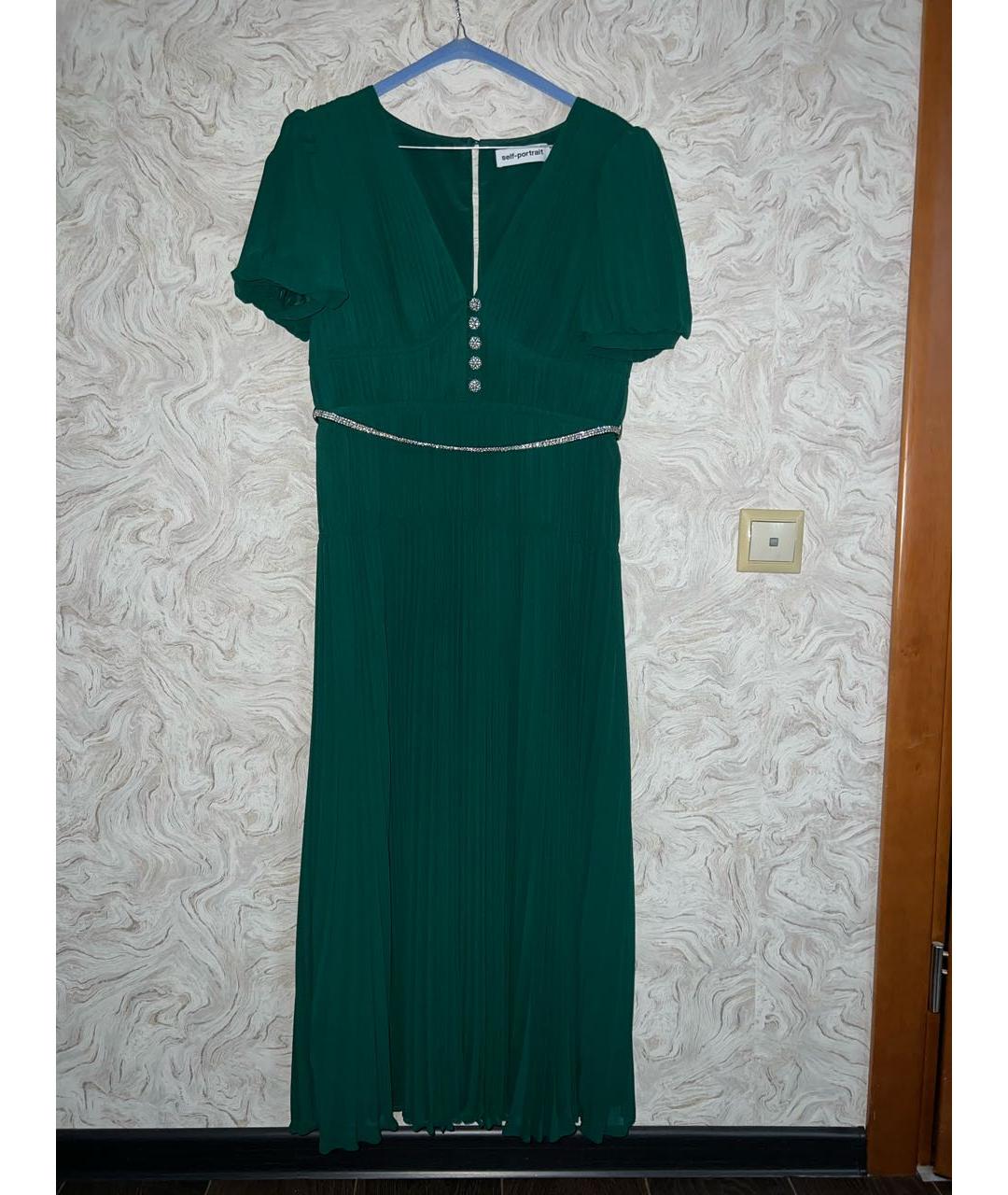 SELF-PORTRAIT Зеленые шифоновое коктейльное платье, фото 6