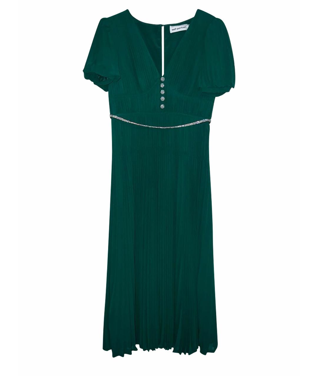 SELF-PORTRAIT Зеленые шифоновое коктейльное платье, фото 1